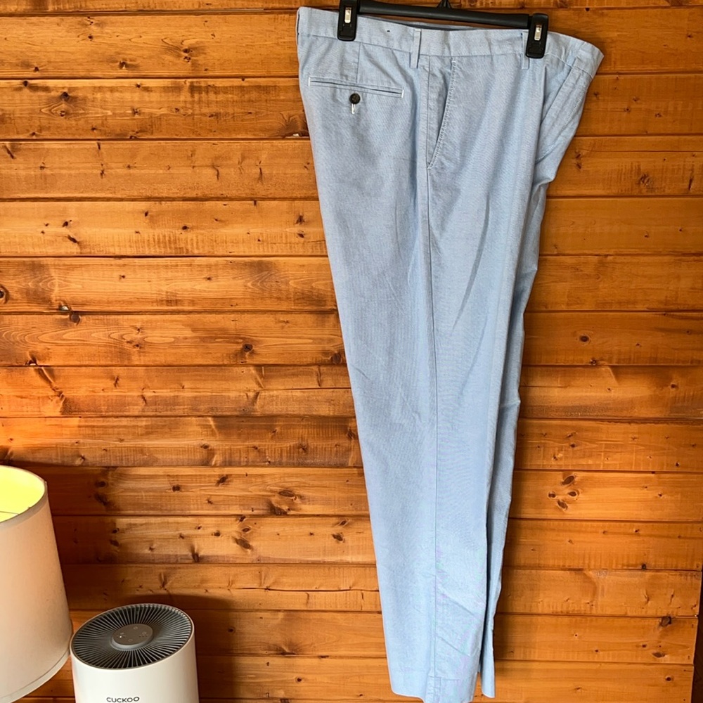 J.Crew Bowery slim chambray light blue pants 35X 32.5